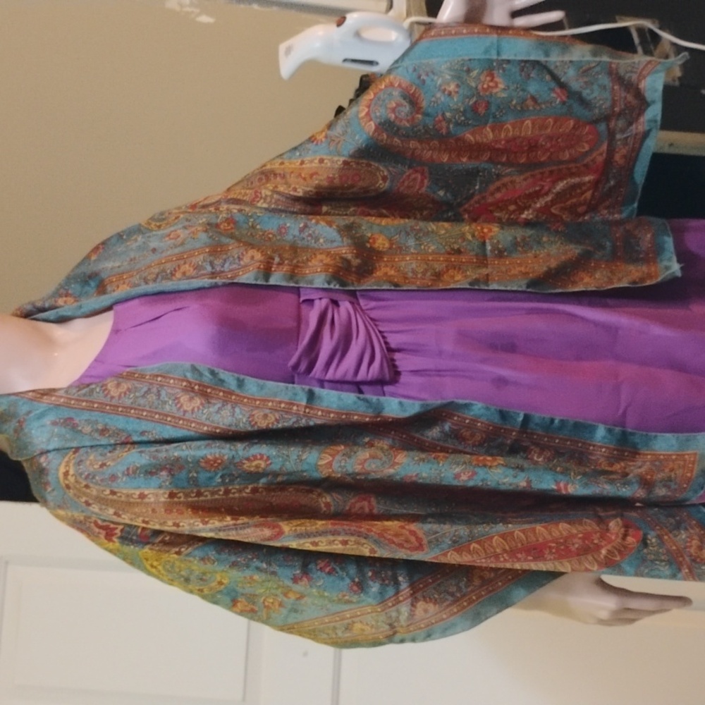 Made In India Blue and Orange Lightweight Scarf Wrap - Picture 2 of 9